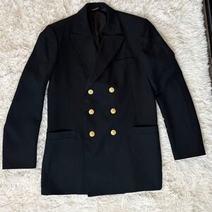 Vintage American Craftsmen Black‎ Double Breasted Gold Button Blazer